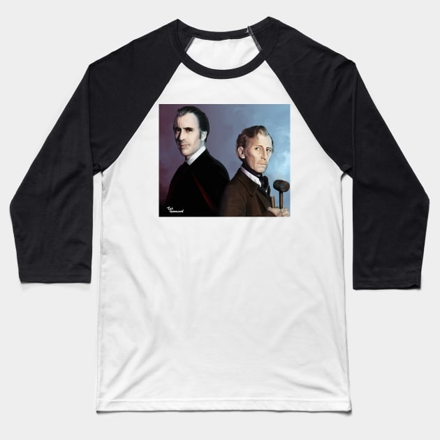 Dracula and Van Helsing Baseball T-Shirt by ted1air
